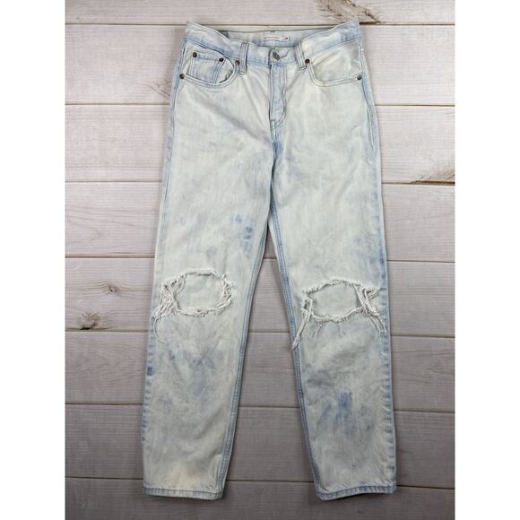Levi's Jeans Womens 28 Low Pro Straight Light Acid Wash Denim Distressed Bleach - Picture 1 of 15